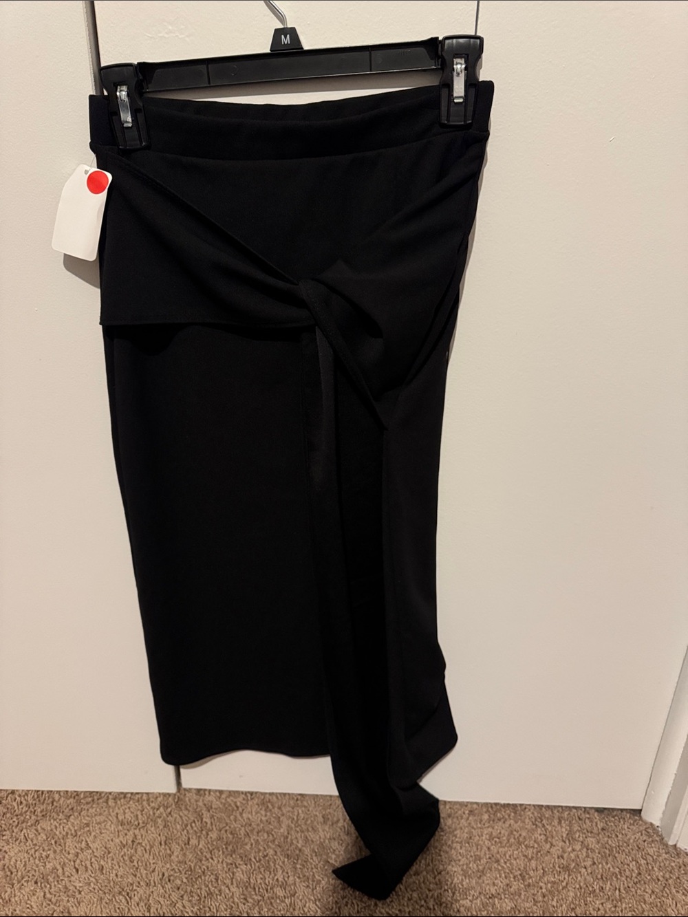 Pink Lily Black Midi Tie Skirt with sash and slit